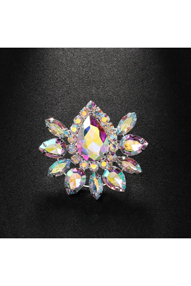 Silver Stonefans Colorful Exaggerated Geometric Rings Adjustable Drag Queen Fashion Water Drop Rhine