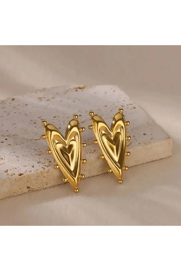 AEH70371 Vintage Geometric Heart Earrings For Women Gold Color Stainless Steel Love Irregular Earrin
