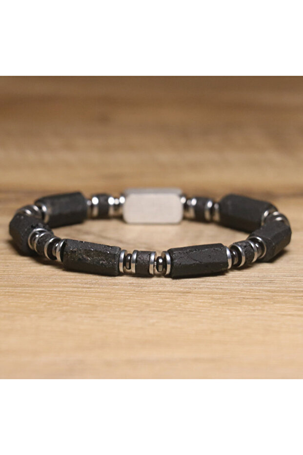 jet stone jet stone 1pc Natural Black Tourmaline Beads Bracelet - Handmade Adjustable for Women & Me