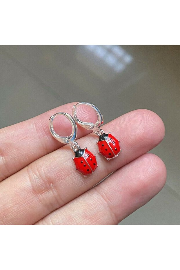 Red Creative Trendy Girls Fashion Cute Ladybug Earrings Women's Cute Insect Animal Pendant Earrings