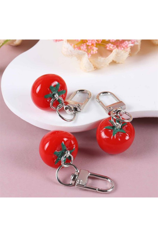 style 1 5pcs Simulation Tomato Strawberry Keychain Fashion Key Chain Bag Charm Bags Ornament Car Pho
