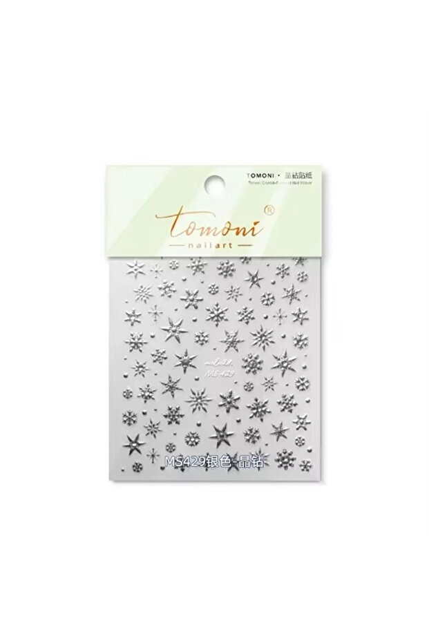 1pcs MS429-silver 5D Laser Winter Snowflake Christmas Shiny Rhinestone Embossed Relief Self Adhesive
