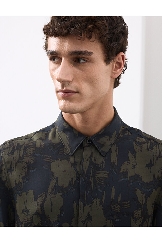 Regular Fit Çiçek Desenli Gömlek - 6