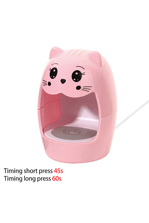 Pink LULAA Mini UV LED Lamp Cute Cat Shape Fast Drying Portable Nail Light Home Salon Gel Dryer Cur