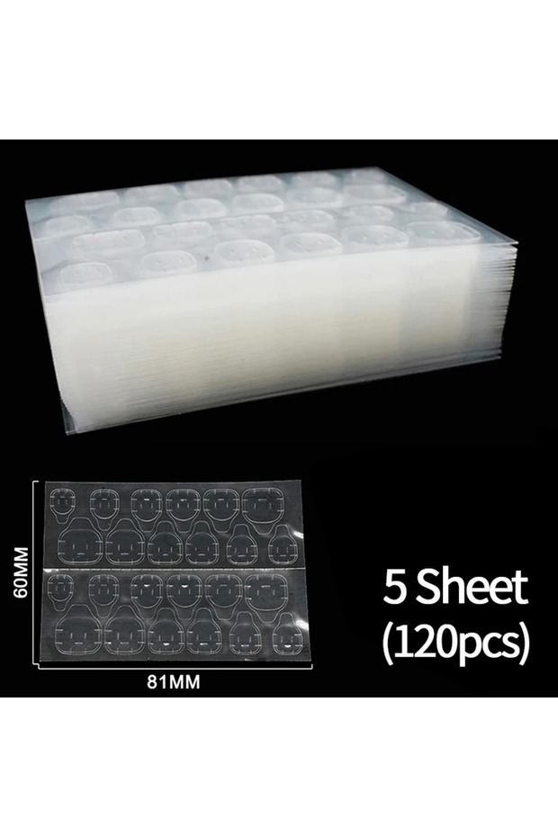 Clear 120pcs Double Side Nail Jelly Glue Transparent False Nail Art Adhesive Tape Glue Stickers DIY