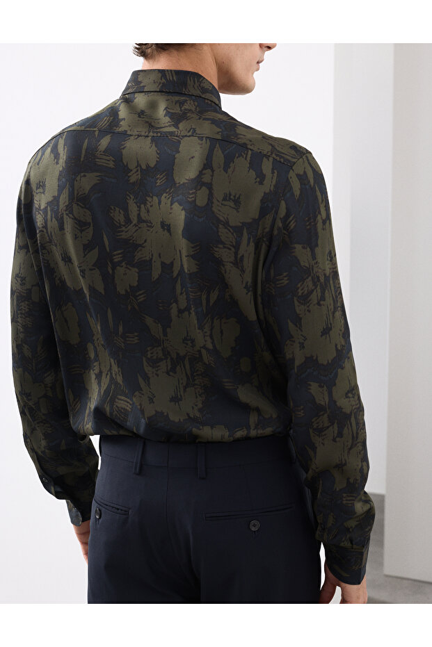 Regular Fit Çiçek Desenli Gömlek - 5