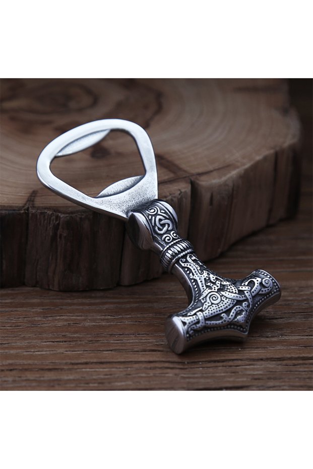 Silver Fashion Vintage Viking Thor's Hammer Bottle Opener Punk Stainless Steel Nordic Rune Corkscrew