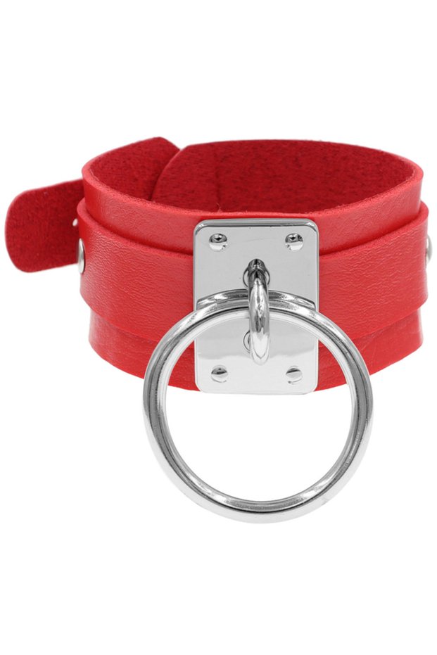 2 Fashion O-Round Ring Leather Bracelets Bangle for Women Girls Punk Gothic Wide Bracelet Bangles M.