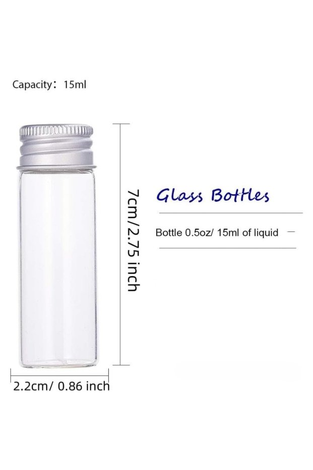 AECH07-01824 20 Pack 15ml/0.5oz Glass Bottles Sample Vials with Screwed Aluminum Caps for Wishing Me