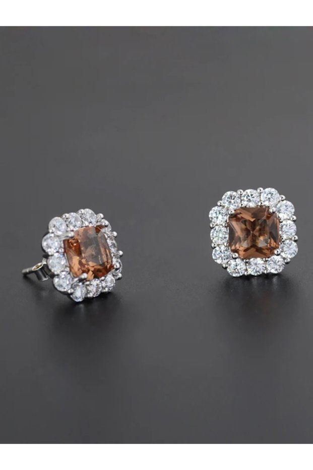 zultanite FFGems New Design Created Zultanite Stud Earrings Silver Square Stone Color Change Fine Je