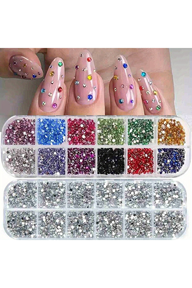 2pc Kit-2 Silver Rhinestone Case Kit + Colorful Rhinestone Case Kit for Makeup and Nail Art