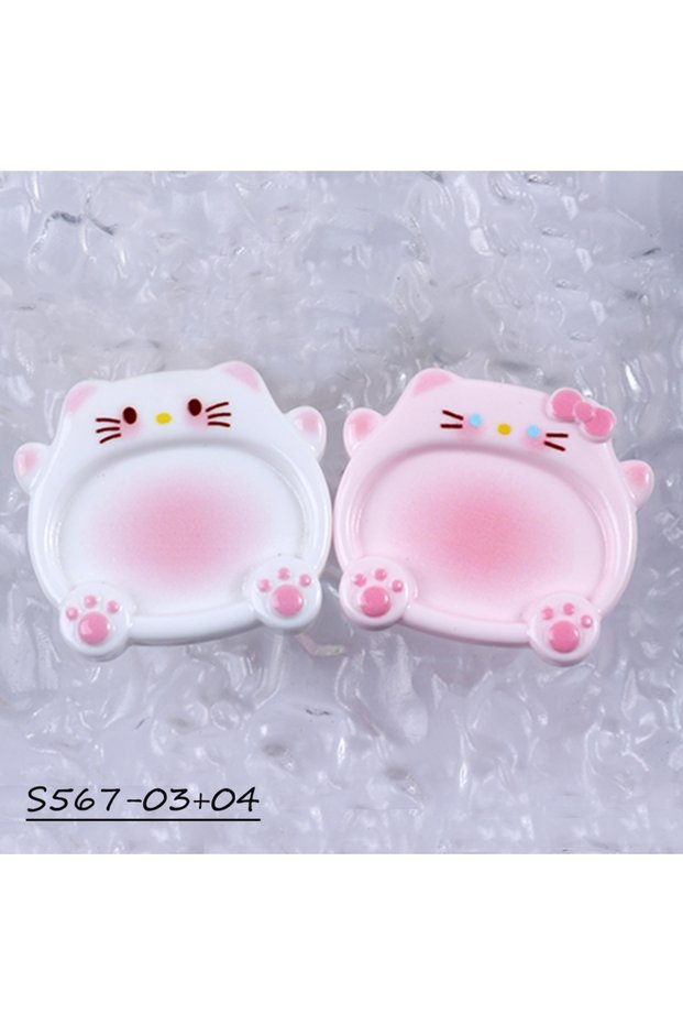 S567-03 04 2pcs/set Cartoon Bear Nail Art Palette False Nail Tips Mixing Color Drawing Pallet Gel Po