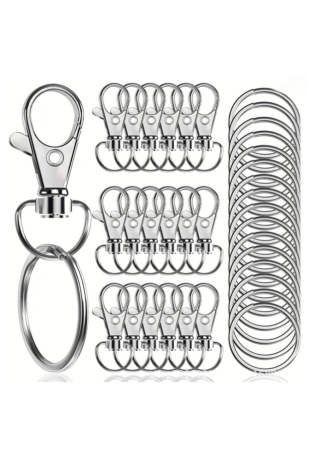 silver color 100PCS Keychain Hooks with 50pcs Key Rings 50pcs Swivel Lobster Claw Clasps for Keychai