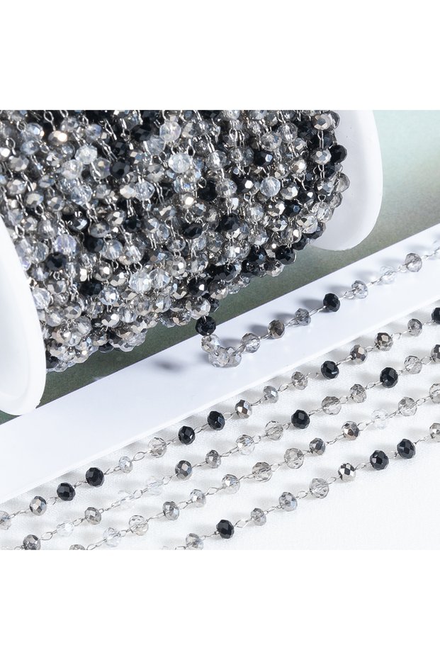 Gray 1Meter Stainless Steel Gray Beads Chain For Necklace Bracelet DIY Jewelry Making Supplies