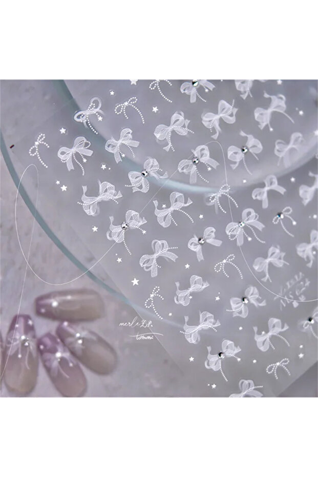 1PCS MS624-JZ 1Sheet Luxury Crystal diamond Nail Charms Stickers Lace Bow Self Adhesive Sticker Fo
