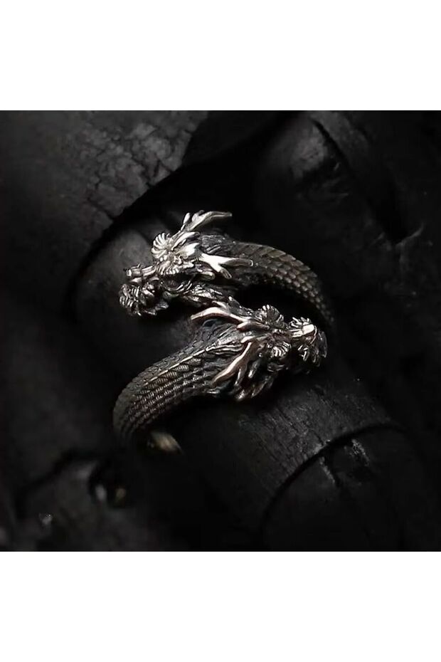 Open Ring New retro domineering trends Two-end dragon ring men and women punk adjustable hip-hop roc