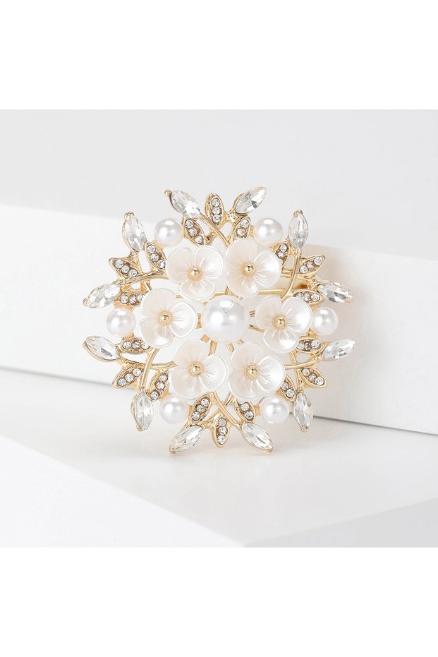 Golden3785 Pearl Flower Brooches for Women Plum Blossom Pin Peach Blossom Pins Banquet Party Backpac