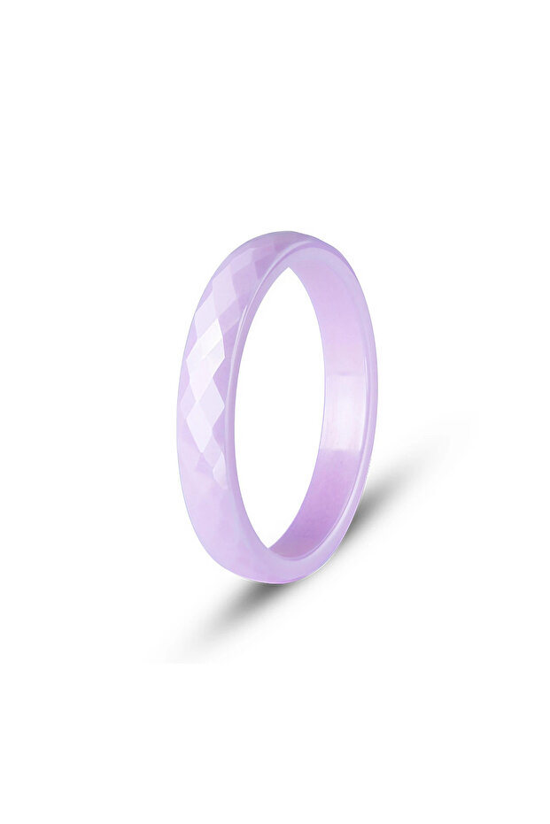 5 Light purple 3mm Thin Stackable Ceramic Ring Women Black White Pink Green Purple Plain Wedding Ban