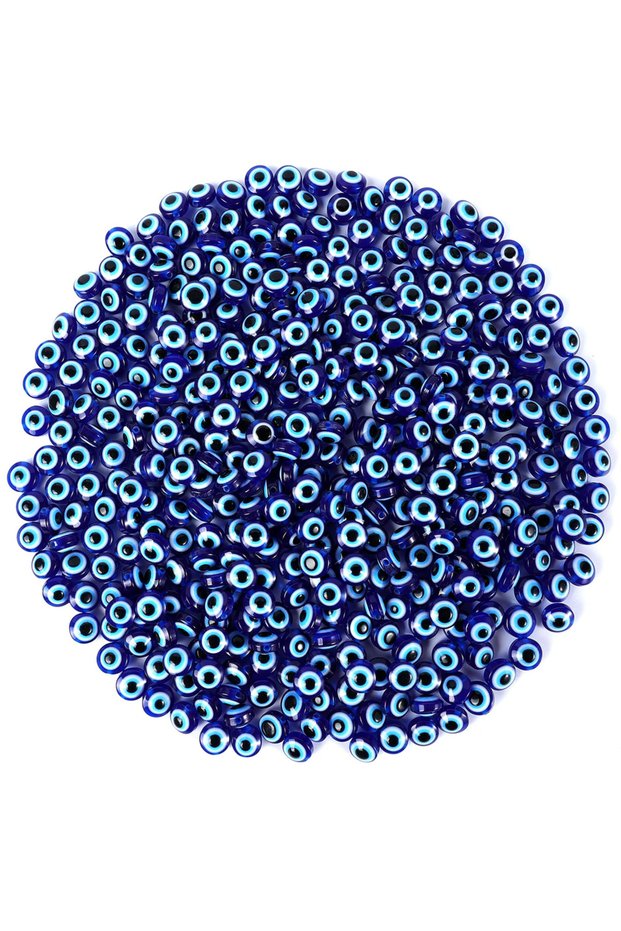 50PCS Blue Eye Beads for Jewelry Making 8mm Evil Eye Charms for Bracelet Making Handmade Resin Tu...