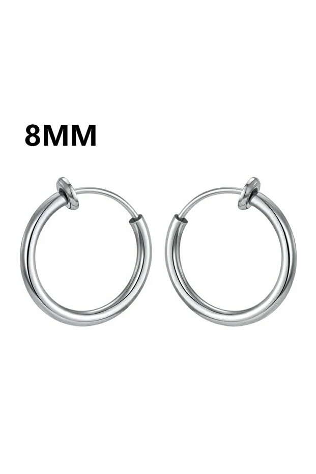 C-Silver 8mm Non-pierced Earrings Clip On Retractable Earrings Men Women Ear Clips Classic Hip-hop H