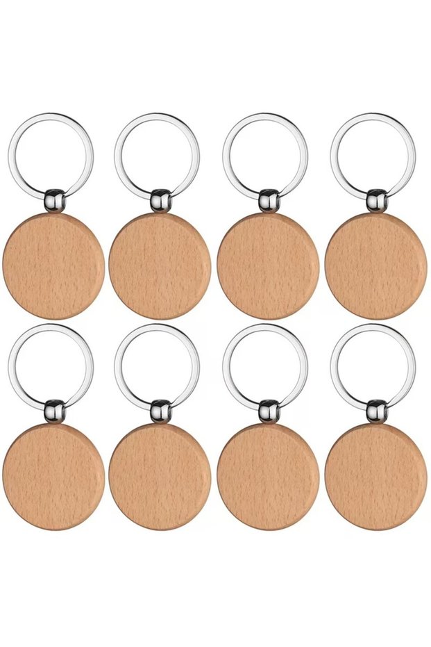 10pcs 10pcs Round Wood Keychains Blanks Wooden Keyrings Suitable for Laser Engraving Gift