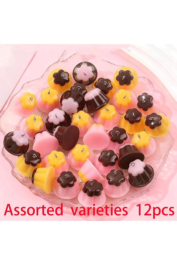 12pcs 2/6/12pcs Multi-color Resin Pudding Shaped Pendants, DIY Bracelets, Necklaces, Earrings, Ankle