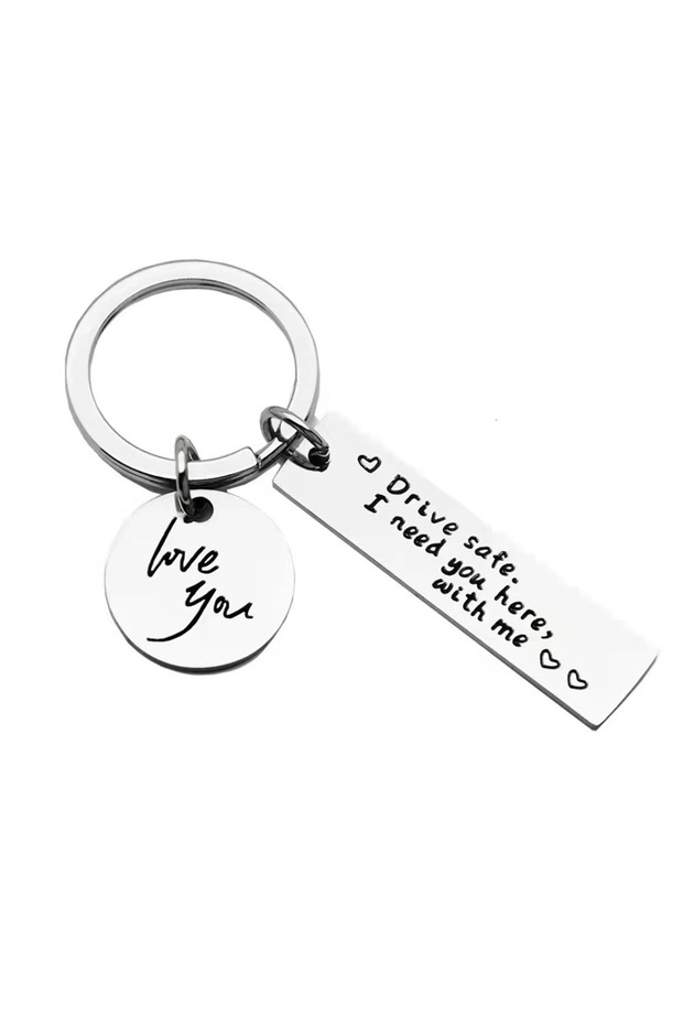 Silver Drive Safe,I Need You Here With Me Metal Keychain Love You Keychain Men and Women Romantic Ke