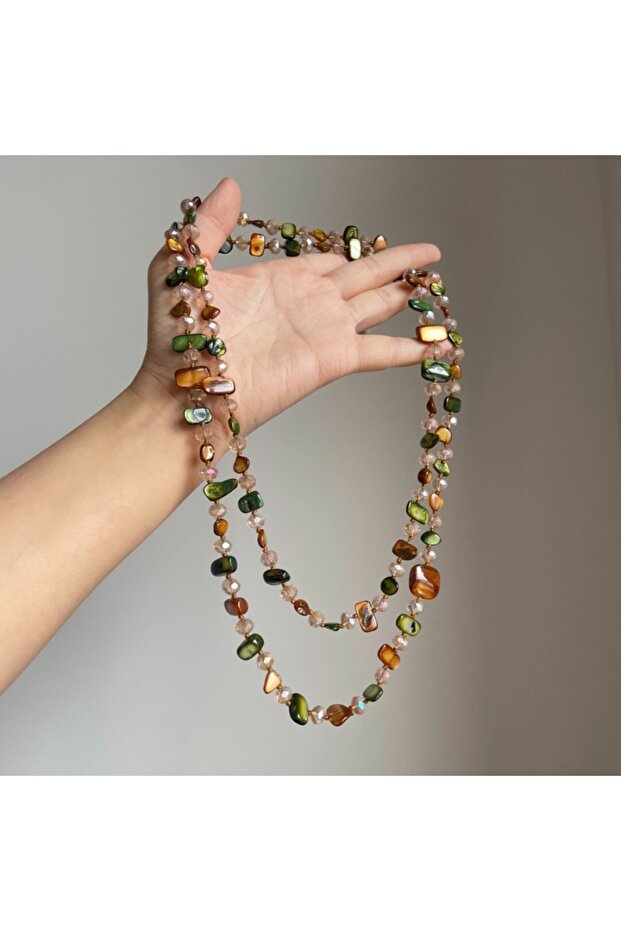 Multicolor Antique Bohemian Colorful Shell Beaded Double Layers Necklace Light Luxury Long Necklace
