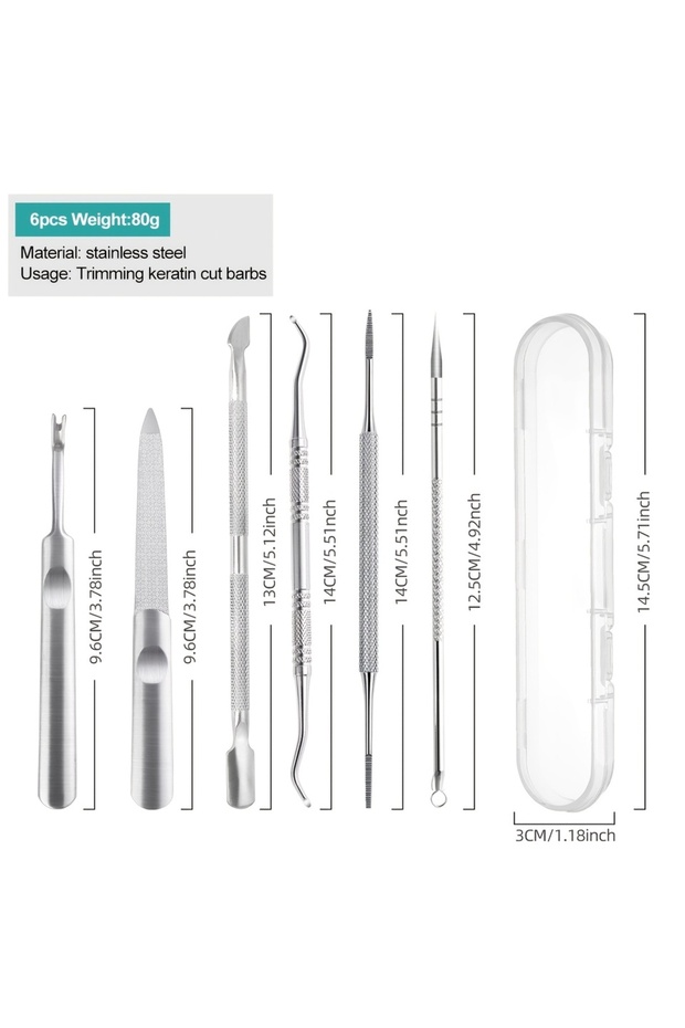 6pcs 1/6pcs Stainless Steel Professional Multi-Functional Nail Care Kit,Including Dead Skin Edge Tri