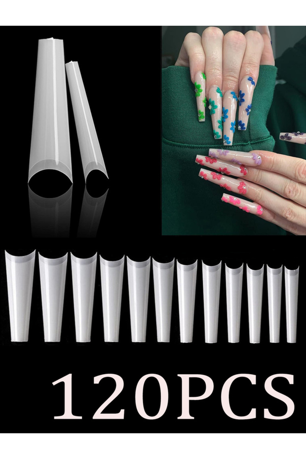 green 240Pcs Long Clear Coffin Nails Tips, White Extra Long No C Curve Half Cover Coffin Nail Tips f