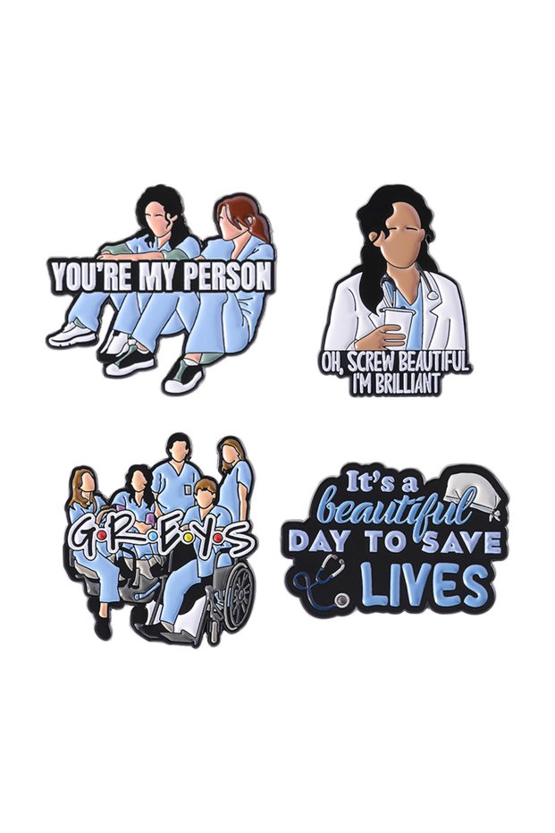 Set It's a Beautiful Day to Save Lives Enamel Pins Medical Drama TV Show You Are My Person Brooches