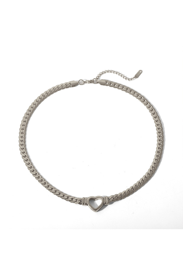 Gold steel colour Peri'sbox Stainless Steel Solid Gold Pvd Plated Chunky Thick Chain Hollow Heart Ch