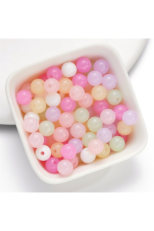 4mm x 200pcs WHITE 50-200pcs 4/6/8/10mm Acrylic Jelly Color Beads Round Spacer Loose Bead for DIY Ea