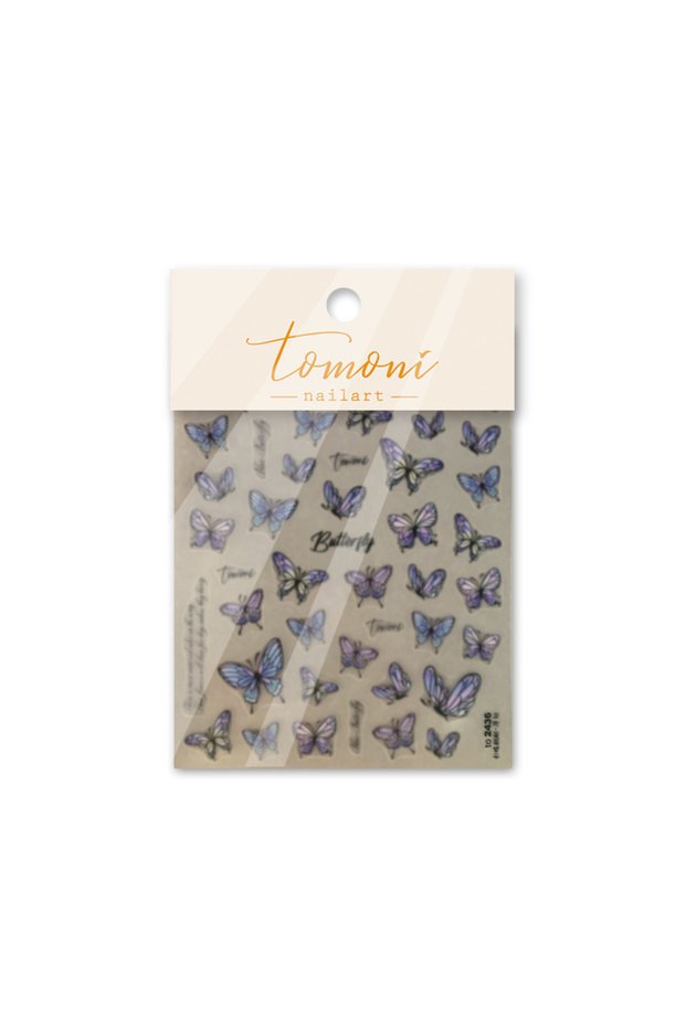 T-2436 (Flat) 1piece 5D Aurora Purple Butterfly Nail Sticker Embossed Butterfly Love Nail Art Sticke