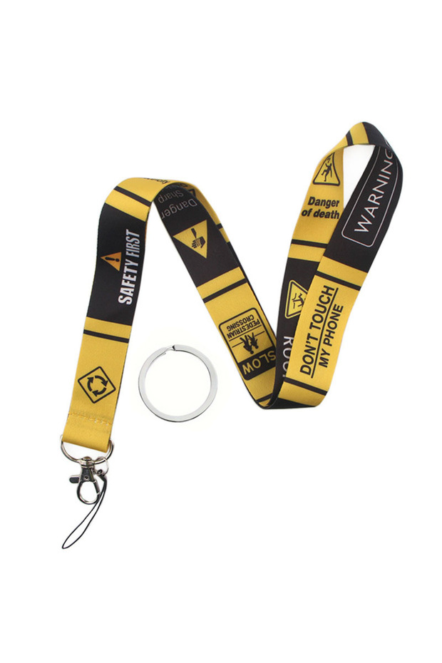 Orange Safety Warning Teacher Lanyards for Keys Neck Strap ID Card Holder Hang Rope Cell Phone Strap