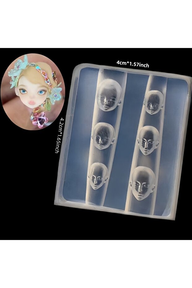 AM-233 DIY Cute Small Doll Face Shaped Manicure Patterns Mould Handmade Women Nail Decoration Silico