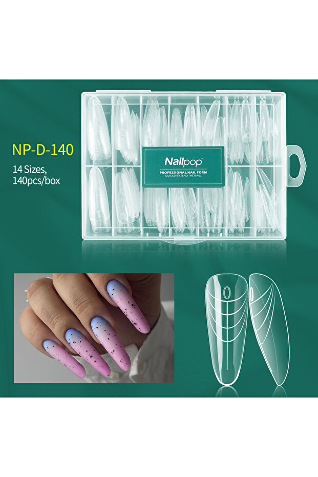 قوالب NP-D-140 Nailpop ثنائية الشكل، متوفرة بأشكال متعددة، لتغطية كاملة، لتطويل الأظافر الأكريليكية