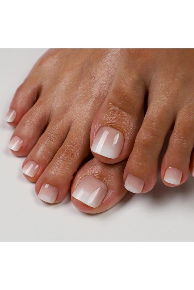 Beige 24Pcs Nude Color Press on Toenails Full Cover Solid Color Fake Toe Nails Short Square False Na
