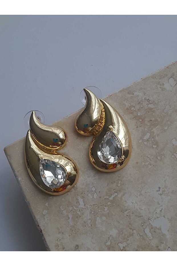 Damla model gold küpe - 4