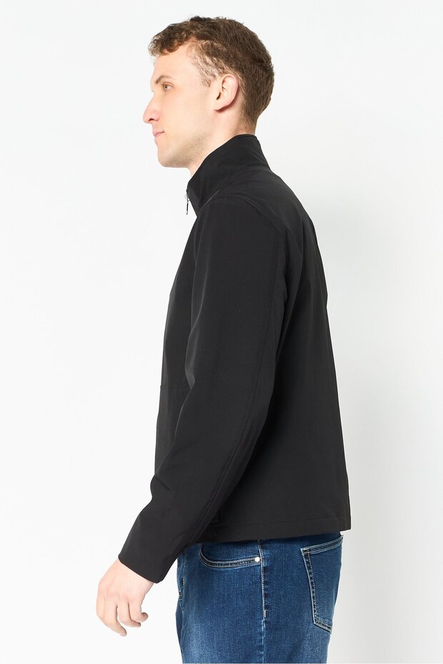 Men Solid Bomber Jacket, Black - 4