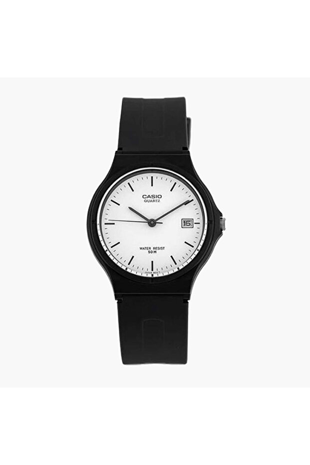 ساعة رجالية سوداء تناظرية بسوار من الراتنج -MW-59-7EVDF