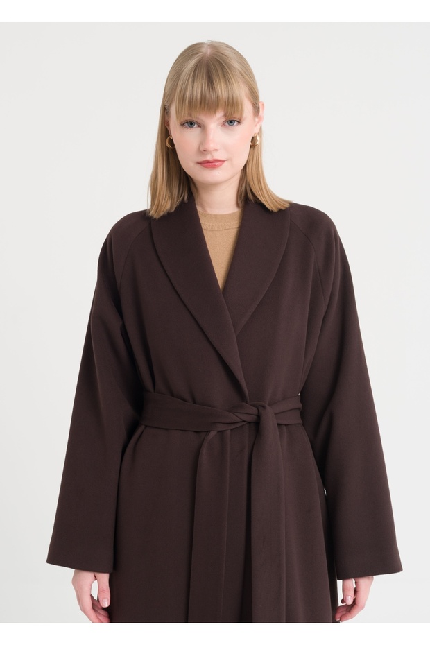 Şal Yaka Kemerli Manto - 7