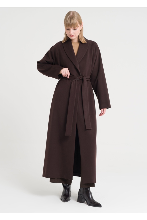 Şal Yaka Kemerli Manto - 3