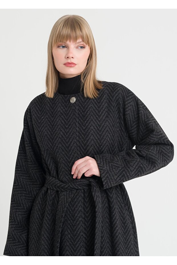 Sıfır Yaka Kırçıllı Kaban - 7