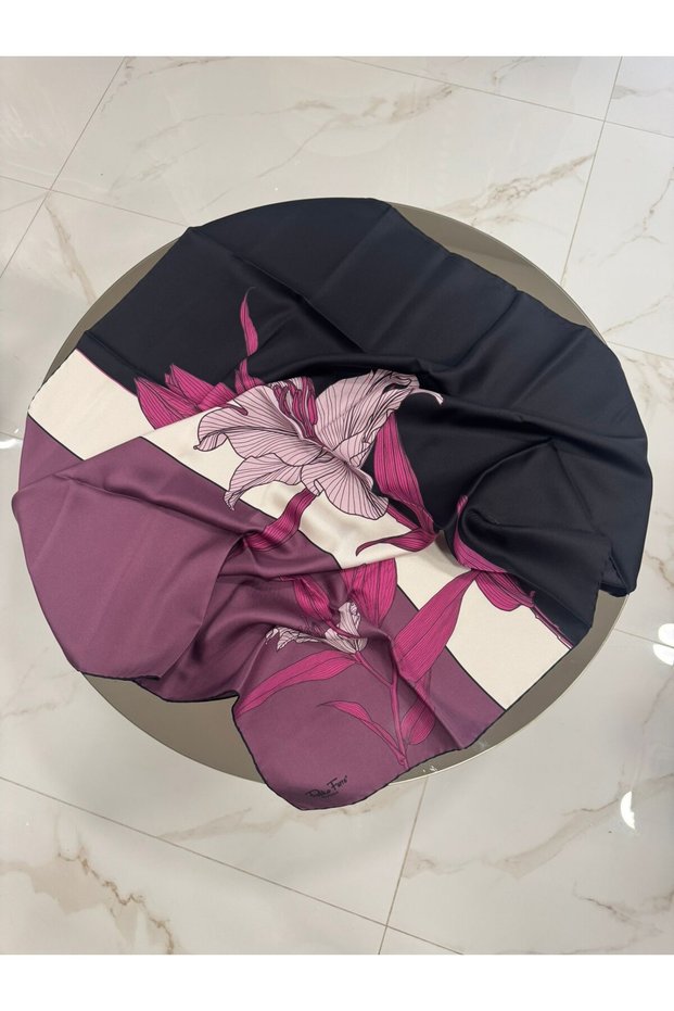 Women's Exclusive Tivil Silk Scarf Mürdüm 90 X 90
