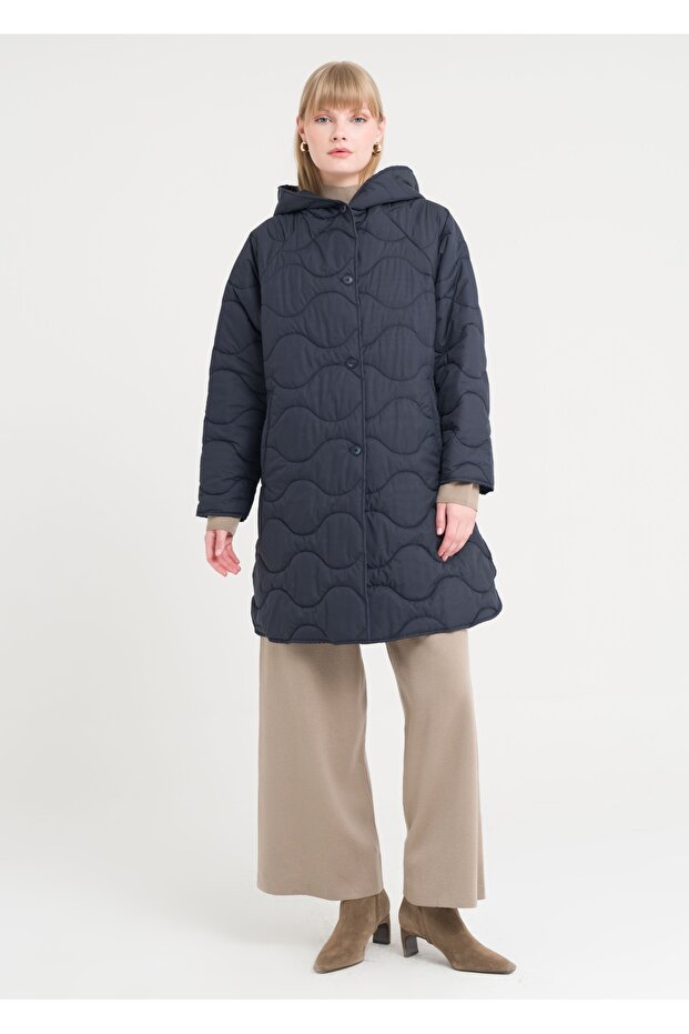 Kapşonlu Kapitone Kaban - 4