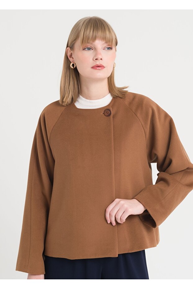 Tek Düğmeli Kısa Kaban - 4