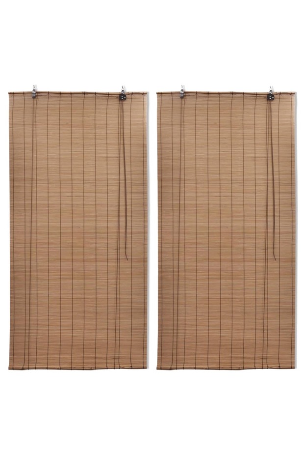 Bamboo Roller Blinds 2 pcs 80 x 160 cm Brown