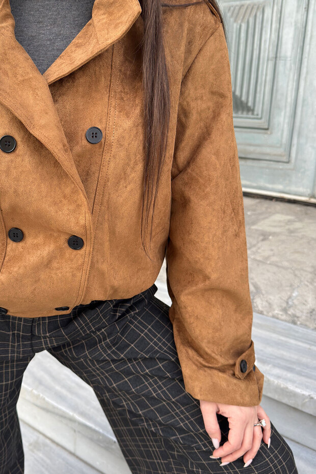 İthal Bomber Süet Ceket- TABA - 6