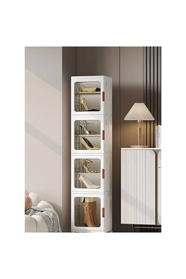 4 Layers Clear Folding Storage Boxes with Wheels - 1